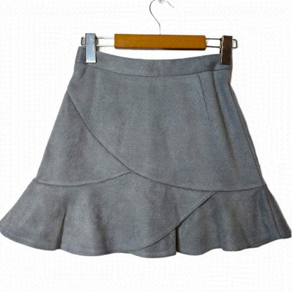 Fei Li Lai Grey Faux Suede Mini Skirt XS - Picture 5 of 6